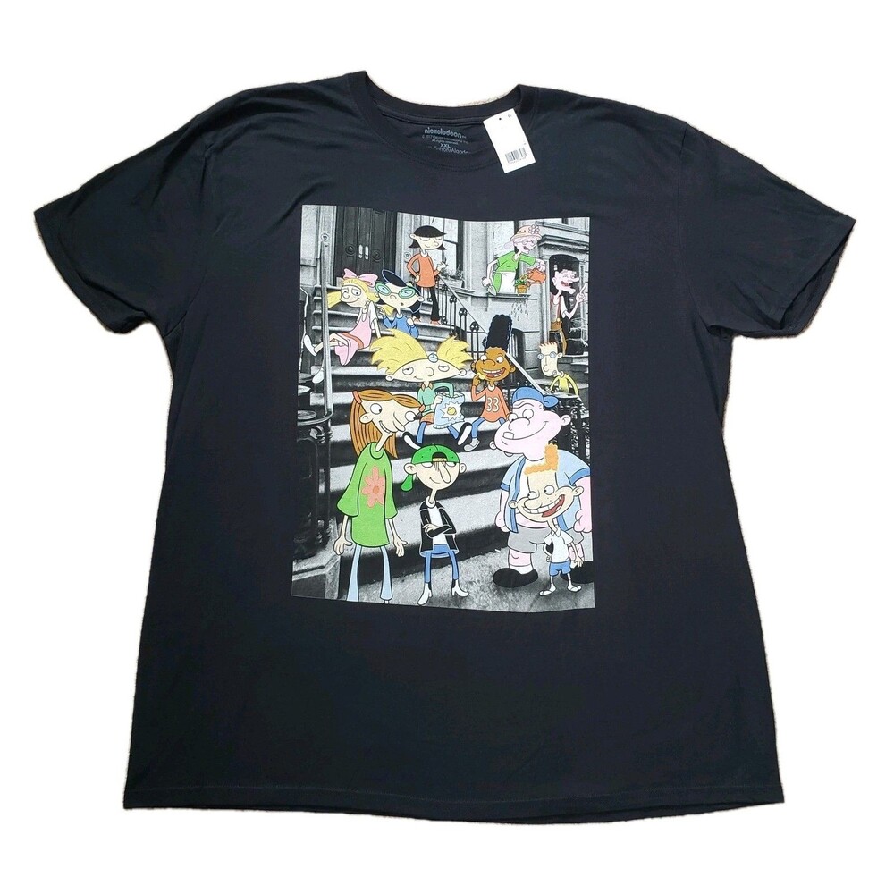 2017 Nickelodeon Hey Arnold Crew Size XXL Mens Black Officially Licensed T-Shirt